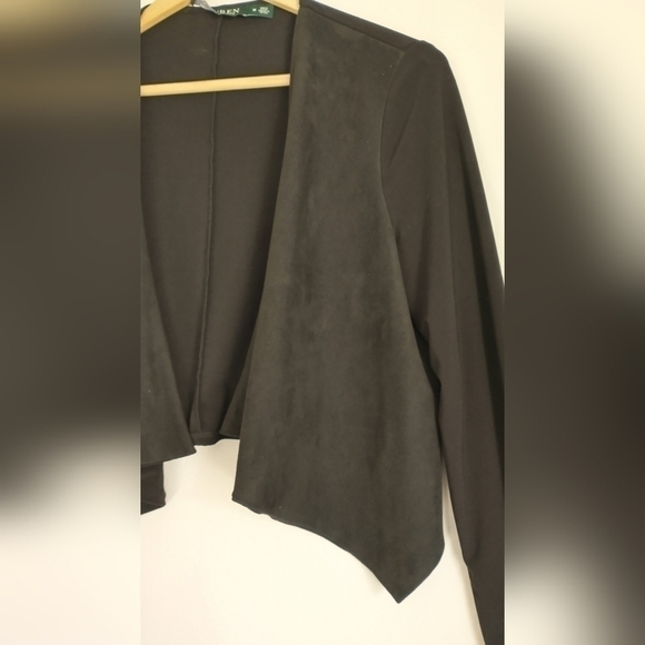 Lauren Ralph Lauren Classic Black Crop Sweater Cardigan Jacket Medium - Picture 4 of 7